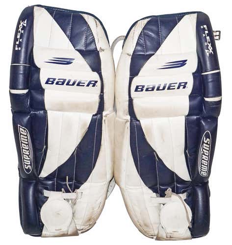 BAUER SUPREME JUNIOR 28" GOAL LEG PADS - HOCKEY JR GOALIE USED