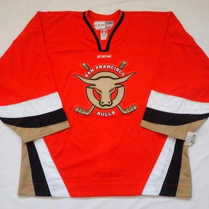 San Francisco Bulls Pro Stock GOALIE CUT CCM Game Jersey - ECHL - MEIGRAY PATCH