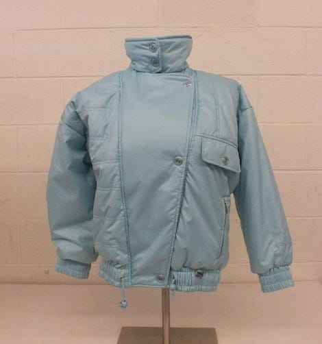 Vintage 1980s Forte 'Audrey' Light Blue Insulated Winter Jacket Women's Size 8