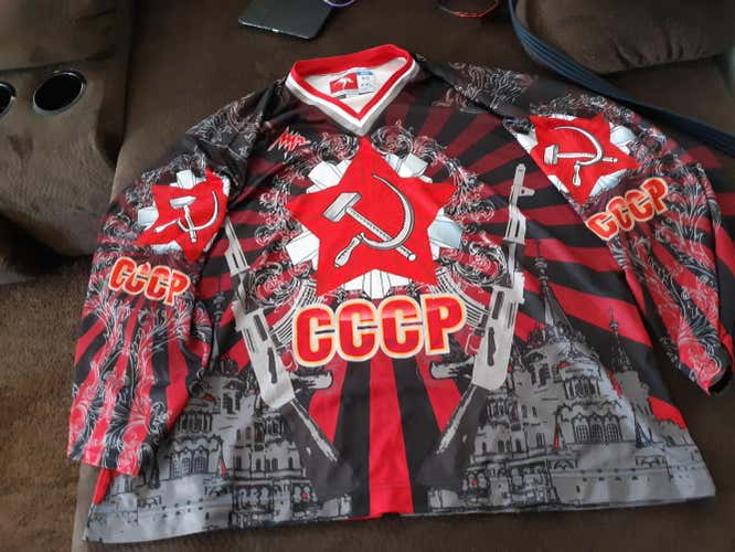 Russian AK-47 goalie jersey.