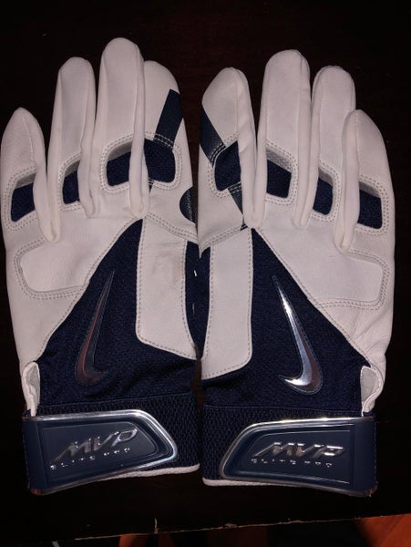 NEW XL NIKE BATTING GLOVES WHITE & NAVY BLUE