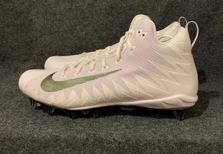 Nike Alpha Menace Pro Mid Football Cleats White Metallic Oregon 871451-102  Size 10