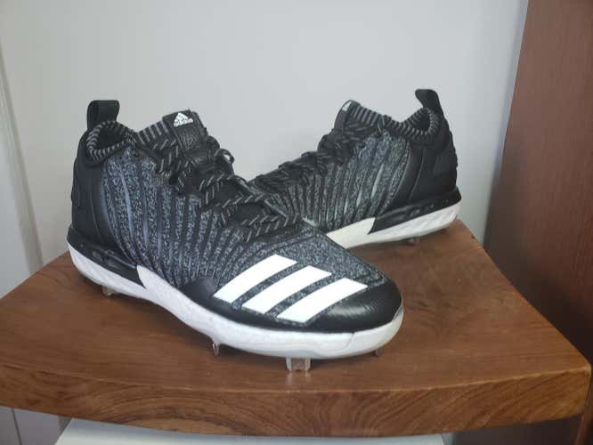 New Adidas Boost Icon 3 black white knit men's metal baseball cleat