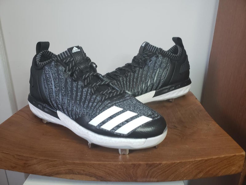 New Adidas Boost Icon 3 black white knit men's metal baseball cleat