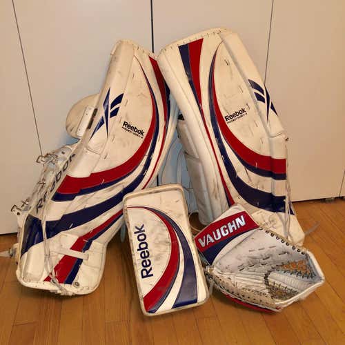 34+2 Reebok PIII Pads, Blocker & Vaughn 5500 Glove - MTL / NYR Colors