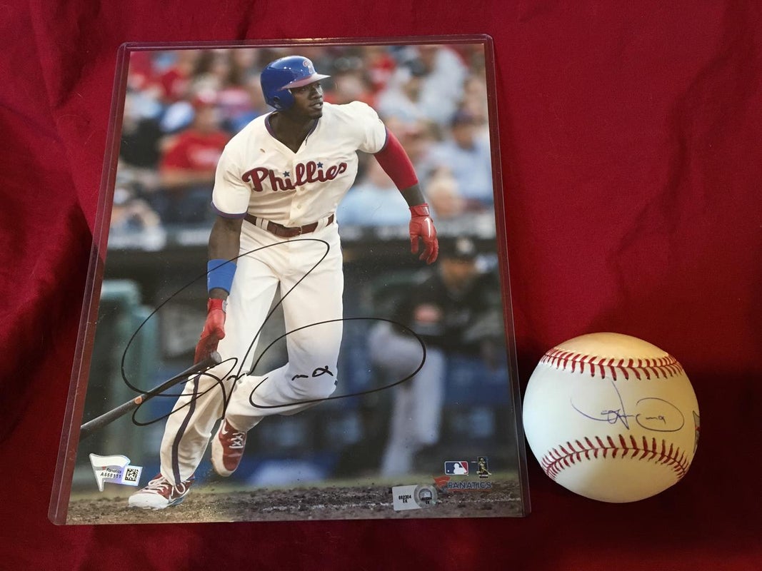 Domonic Brown Philadelphia Phillies Signed Autographed 8x10 Photo & Ball Lot MLB Authenticated