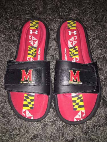 University Of Maryland Under Armour Slides Size 11 Used Ignite V
