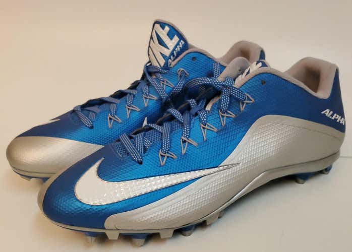 New Nike Alpha Pro 2 Mid (US Size 15) Silver Blue Football Cleats