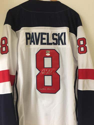 USA Joe Pavelski Signed Autographed Captain America XL Jersey JSA Authentication