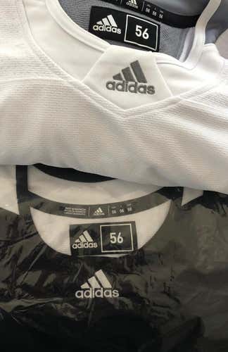 Pair adidas hockey practice jersey (Non Pro Stock, AHL, Or ECHL) Size 56 Black(new) & White (used)
