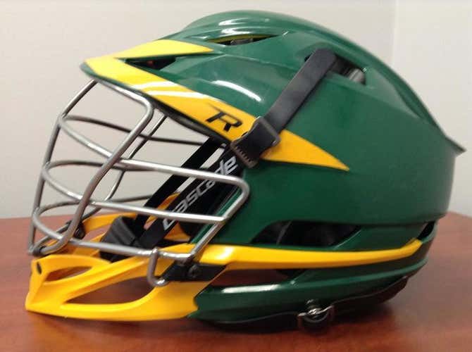 New Custom Cascade R Helmet Adult (green/yellow/silver w/Chin Strap)