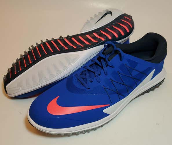 New Men's Nike Lunarlon Spikeless (US Size 9.5) Golf Shoes Blue White Pink