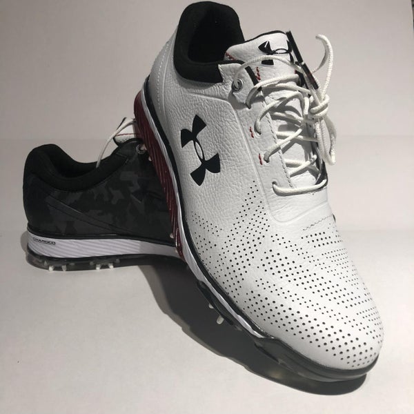 Under Armour Tempo Tour Golf Shoes Spikes-White / Black / Red Mens Size 9