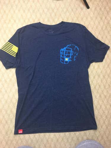 Navy Lacrosse Bucket Helmet T-Shirt