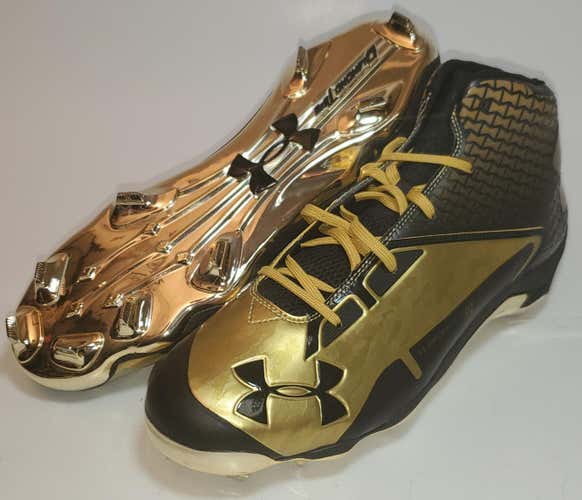 New Under Armour ClutchFit Gold/Black (US Size 14) Football Cleats