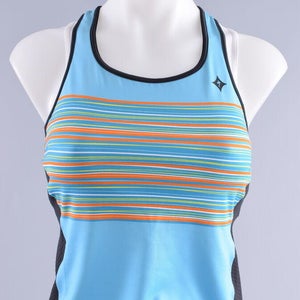 Specialized Dolce Tank Top Womens Small Aqua Striped Cycling Bike Biking Jersey