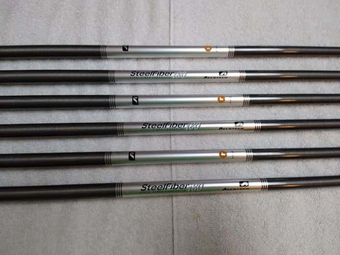 6 Aerotech Steelfiber i80 Graphite Shafts .370 tip / Regular Flex