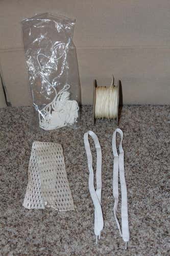 Lacrosse Stringing Supplies: (mesh, shooting strings, nylon shooting strings, and sidewall spool))
