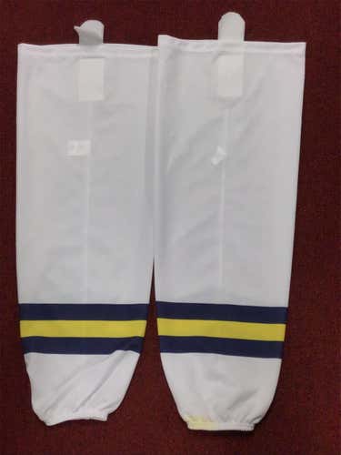 University Of Michigan White Game Socks Size Large Pro Stock