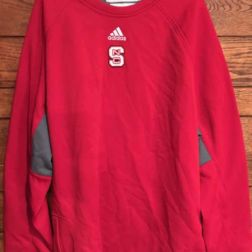 NC State Baseball Fleece Pullover Red NC State Logo