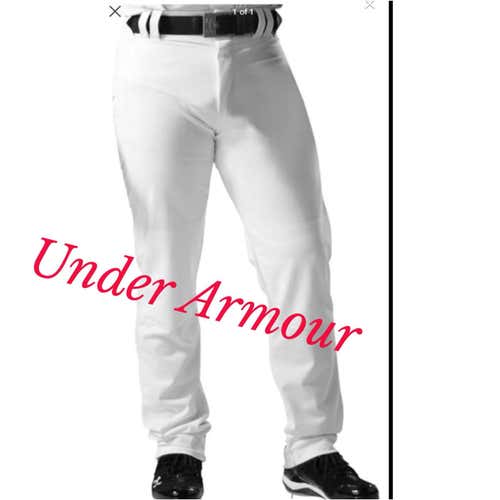 Under Armour Open Bottom White Baseball Pants Men's Size Small UBP500Y Relax Fit
