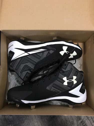 Black New Men's Adult 8.5 Metal Cleats Under Armour High Top UA Yard Mid ST