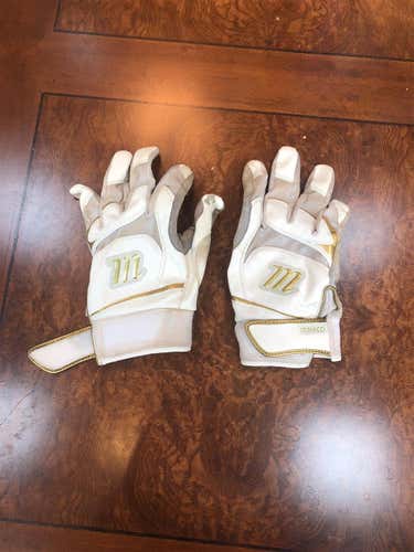 Marucci White And Gold Large Batting Gloves