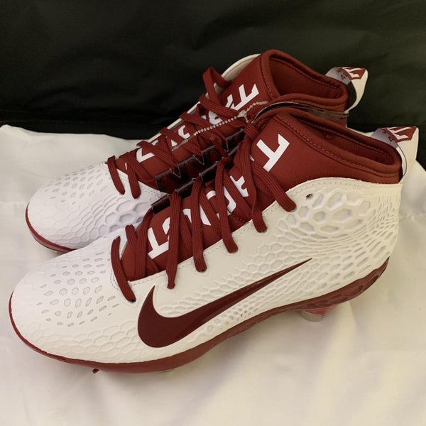 Nike Zoom Mike Trout 5 Metal Baseball Cleats White Red Size 7.5 AH3373-161