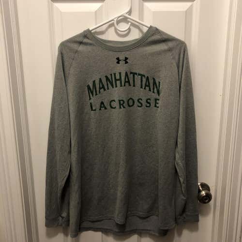 Under Armour Manhattan College Lacrosse Team Issued Long Sleeve Shirt Gray XL
