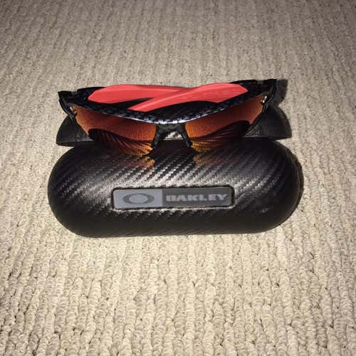 Custom Oakley flak 2.0 Carbon Fiber Sunglasses (Baseball Lense) with case
