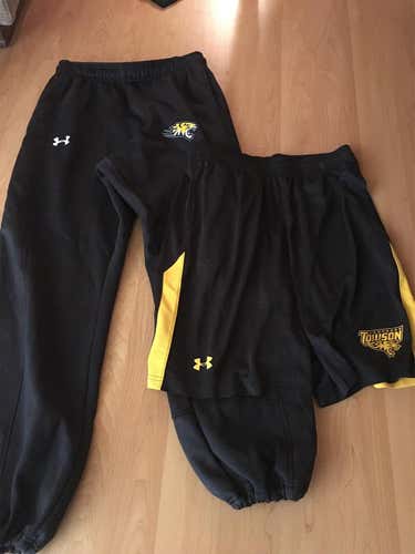 Towson U. Team-issued under armour sweatpants and practice shorts