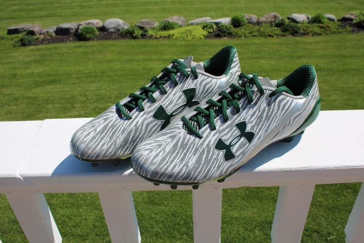 Loyola Men's Lacrosse White and Silver zebra print New Under Armour Cleats Adult