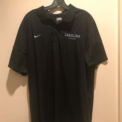 UNC Team Issued Nike Dri-Fit Polo Shirt Black w/ Carolina Blue Stitch