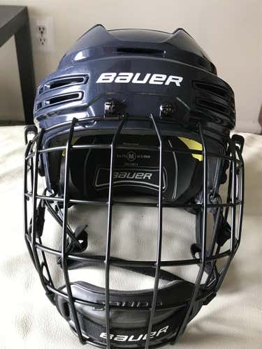 Navy Bauer Re-Akt 75 Helmet Black Cage Combo