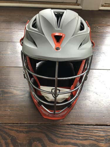 Custom Matte Gray Cascade R Helmet Adult With Orange Chin