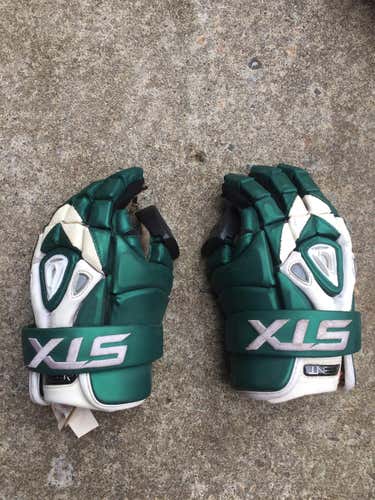 STX White/Green Size 12 Goalie Gloves