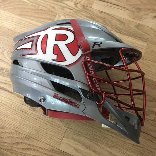 Used Cascade Lacrosse Helmet Gray With Red Face