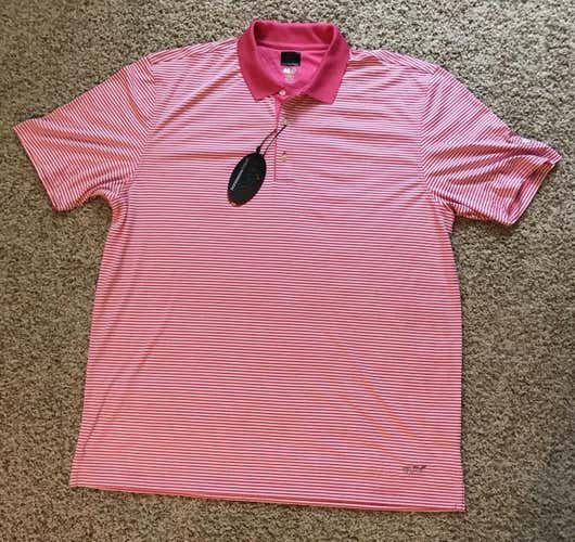 Greg Norman Men's XXLShirt Golf ML75 Pink Stripe Play Dry Polo, NWT