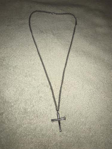 Stainless Baseball Cross Necklace And Pendant