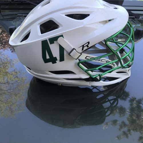 White R With Green Face mask.