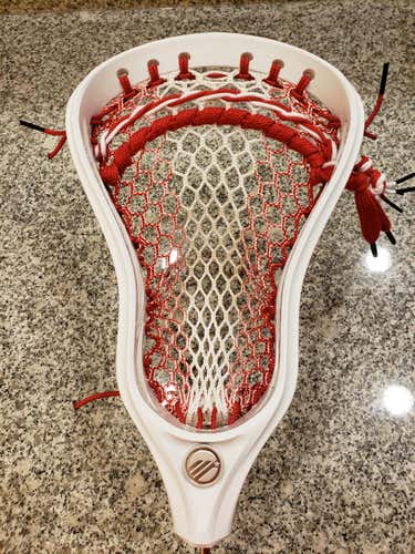 New White Maverik Tank Head Strung with Red Zone Fade ECD Hero 2.0 Mesh Mid/Low Pocket Close Defense