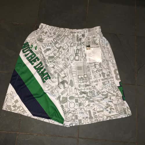 New Under Armour NOTRE DAME FIGHTING IRISH  LACROSSE SHORTS LARGE GRAFFITI