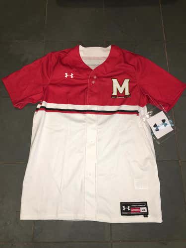 RARE NEW 2019 MARYLAND TERPS #11 Under Armour Baseball Jersey sz LARGE