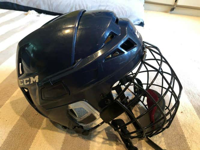 Navy CCM Vector V08 Helmet w/ CCM Cage - Size Medium