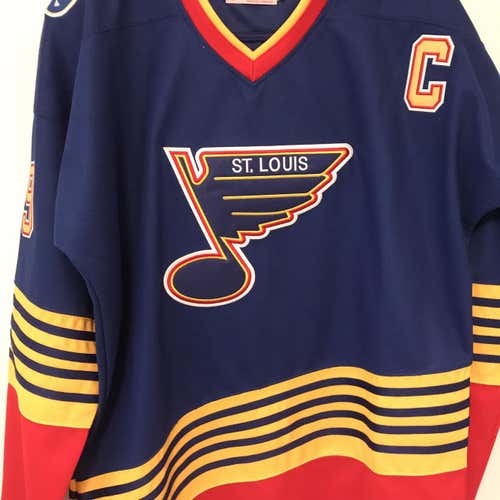 WAYNE GRETZKY’S St. Louis Blue’s Home Jersey - Fight Strap - New, With Tags