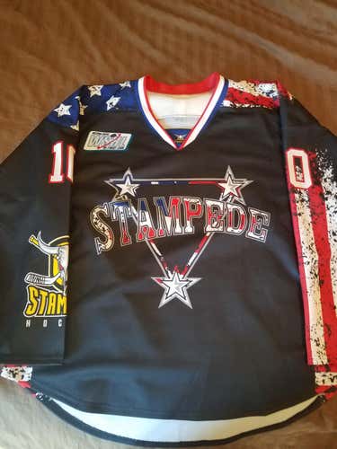 "Official" Authentic Custom Stampede Jersey #10 XL Military Appreciation