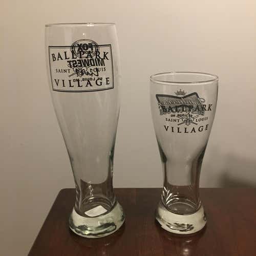NEW Pilsner Beer Glasses 20 oz. & 32 oz. Ballpark Village St. Louis Cardinals