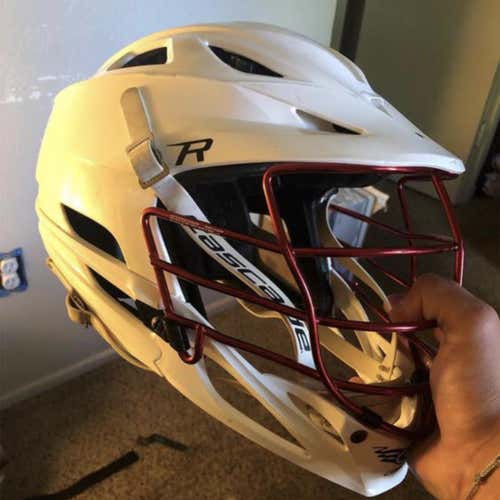 White With Red Cage Cascade R Helmet
