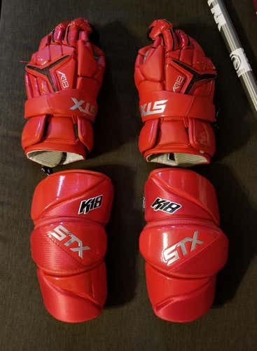 STX K18 Gloves 13" & Arm Guards Large Red