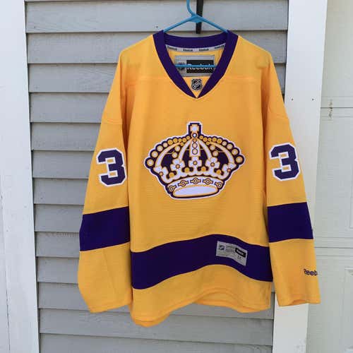 King’s Vintage Yellow Jonathan Quick #32 Jersey - Size Medium - Reebok Official Licensed Jersey